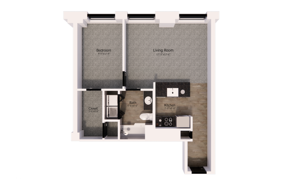 306 - 1 bedroom floorplan layout with 1 bathroom and 700 square feet 306 - 1 bedroom floorplan layout with 1 bathroom and 700 square feet