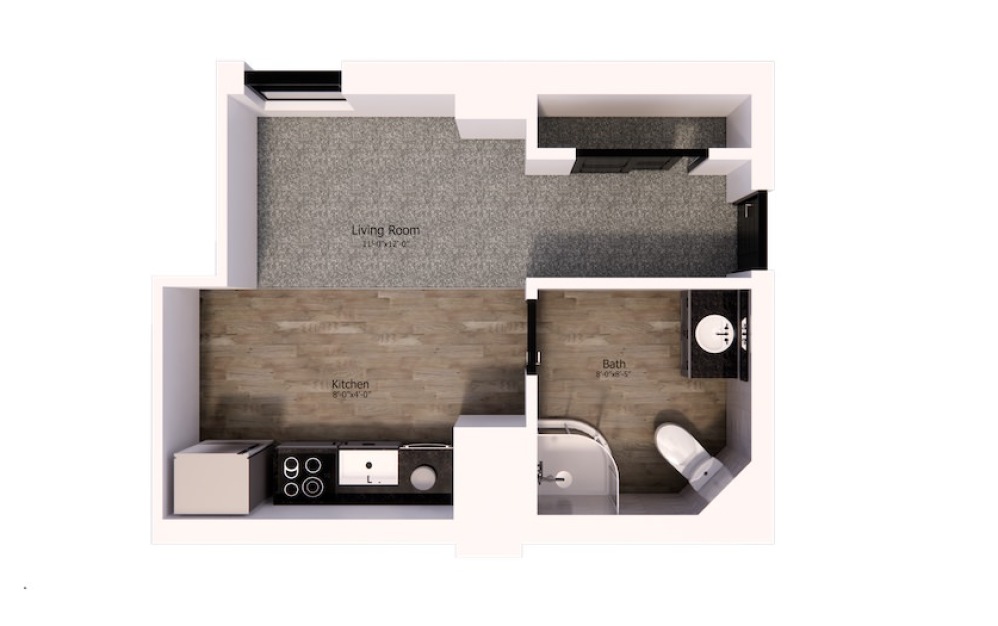 320 - Studio floorplan layout with 1 bathroom and 360 square feet 320 - Studio floorplan layout with 1 bathroom and 360 square feet