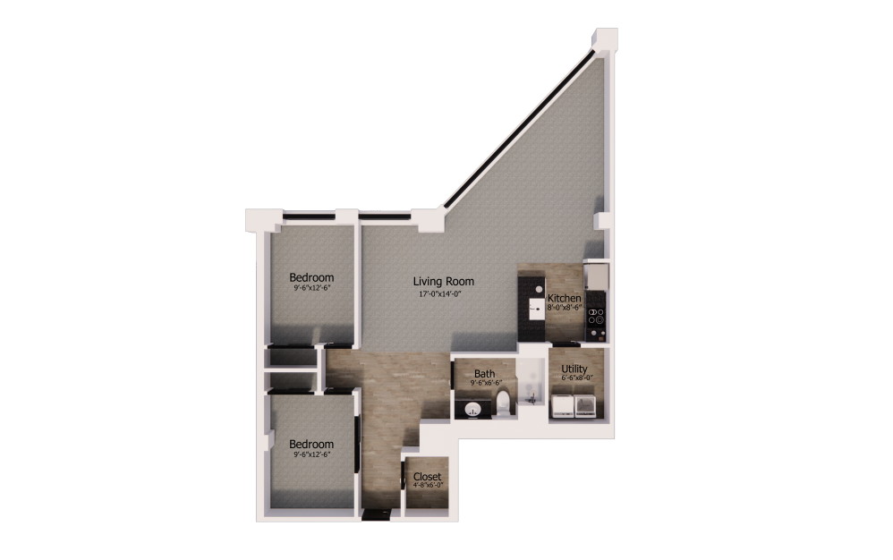 458 - 2 bedroom floorplan layout with 1 bathroom and 1170 square feet 458 - 2 bedroom floorplan layout with 1 bathroom and 1170 square feet