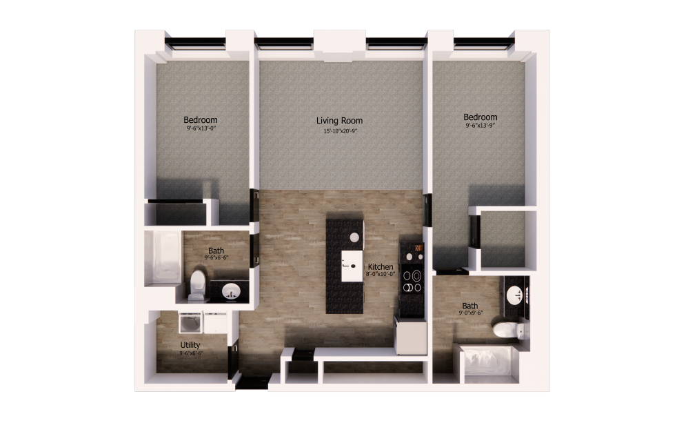 546 - 2 bedroom floorplan layout with 2 bathrooms and 1085 square feet 546 - 2 bedroom floorplan layout with 2 bathrooms and 1085 square feet
