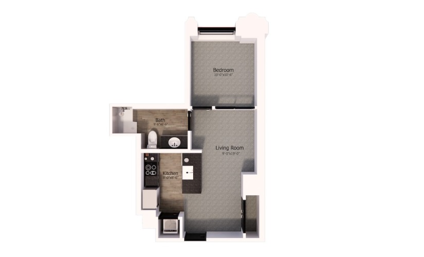 549 - 1 bedroom floorplan layout with 1 bathroom and 500 square feet