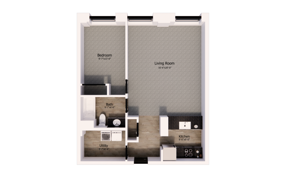 550 - 1 bedroom floorplan layout with 1 bathroom and 830 square feet 550 - 1 bedroom floorplan layout with 1 bathroom and 830 square feet